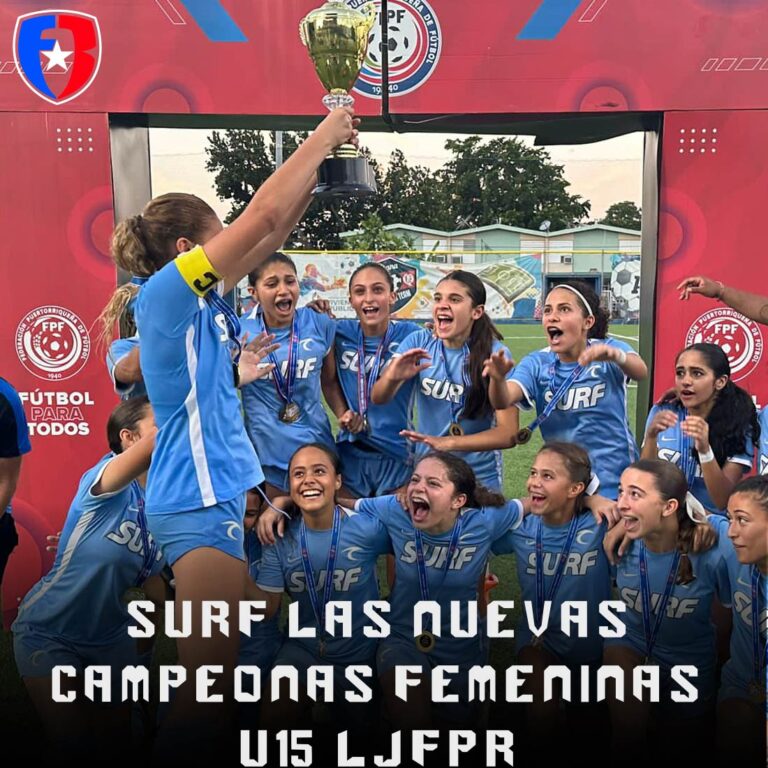 Las chicas de PR Surf Sub 15 levantaron el trofeo de campeonas de la LJPR femenino