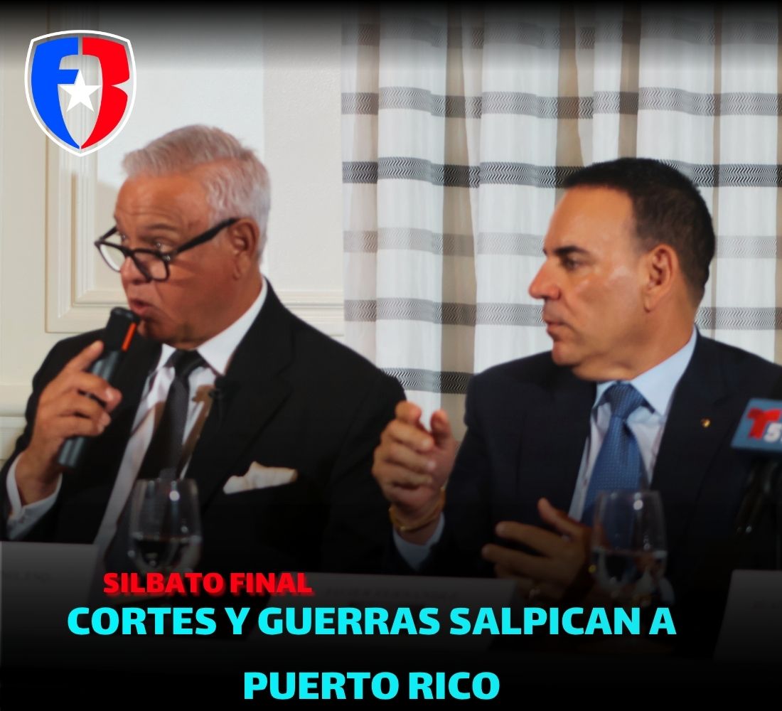 Ralph G. Patino (izquierda) y Javier Fernández (derecha) declaran en la rueda de prensa de VMG Music Group. (Foto suministrada por Keyvan A. Heydari).